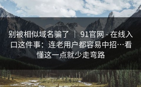 别被相似域名骗了 ｜ 91官网 - 在线入口这件事：连老用户都容易中招…看懂这一点就少走弯路