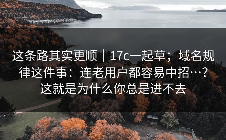 这条路其实更顺｜17c一起草；域名规律这件事：连老用户都容易中招…？这就是为什么你总是进不去